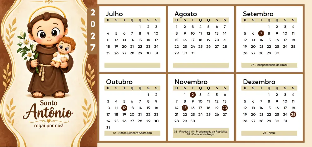 Prévia do Calendário Santo Antônio 2027